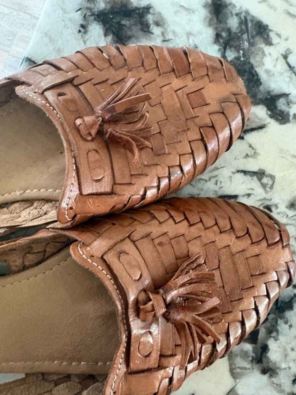 Woven Tassel Slip-On Flats in Tan - Picture 3 of 3